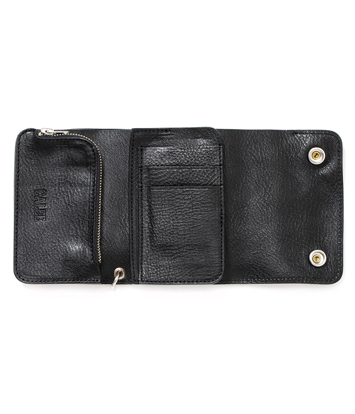 STUDS LEATHER FLAP HALF WALLET【BLACK】