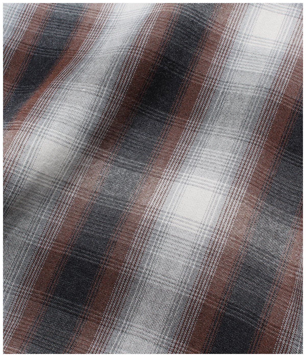 OMBRE CHECK OPEN COLLAR SHIRT (TYPE-2)【BROWN】