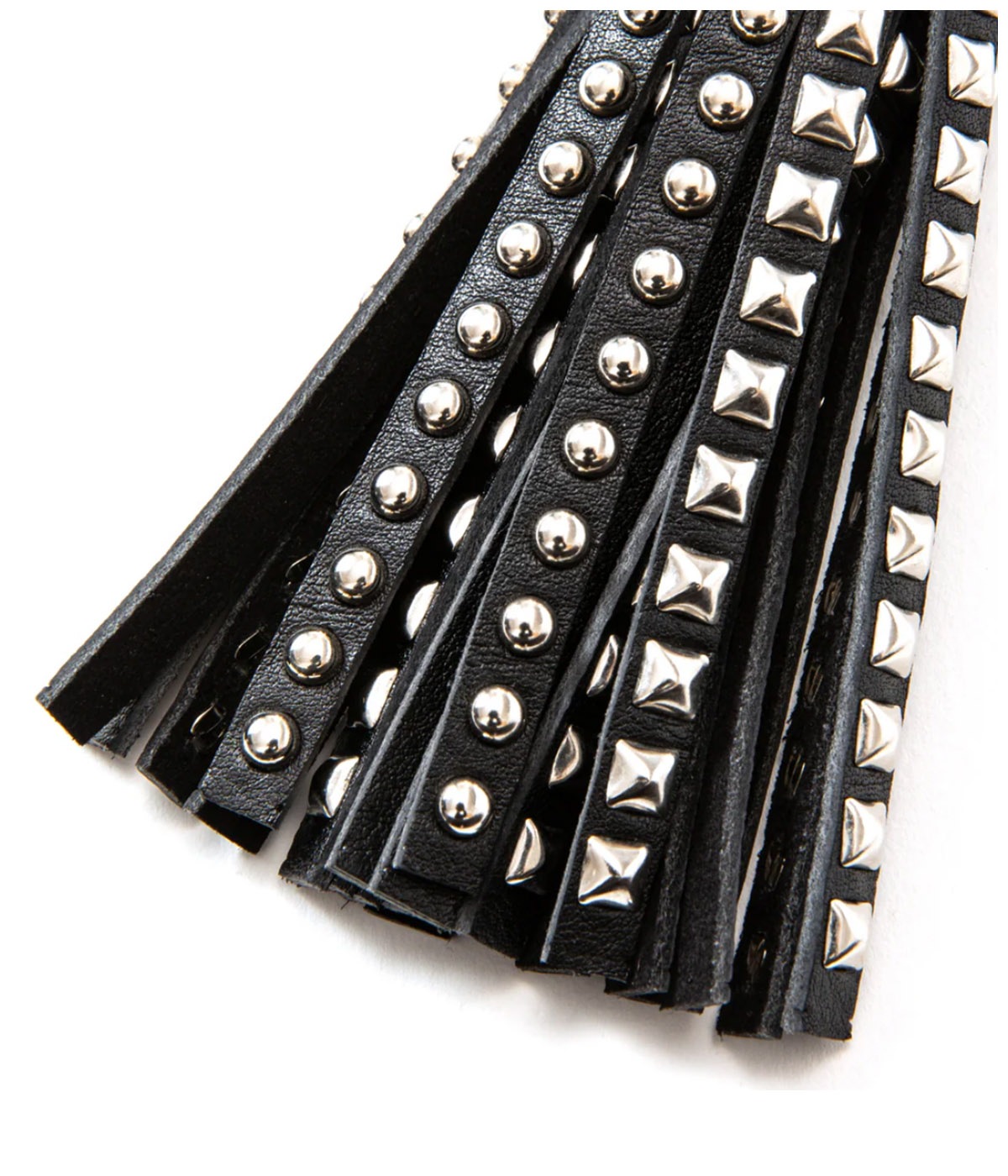 STUDS LEATHER TASSEL KEY RING【BLACK】