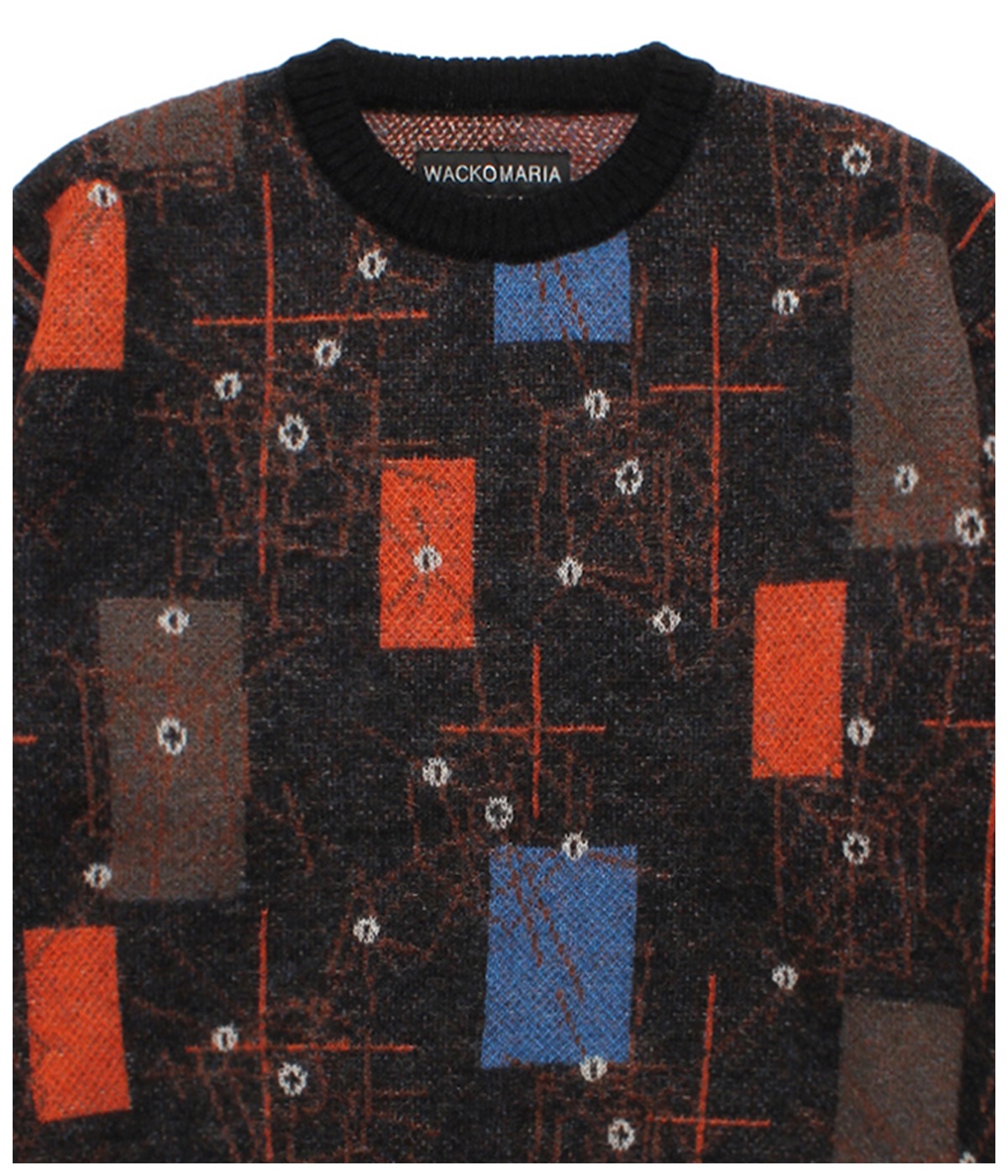 JACQUARD MOHAIR KNIT SWEATER (TYPE-1) (TYPE-1)【BLACK-BLUE】