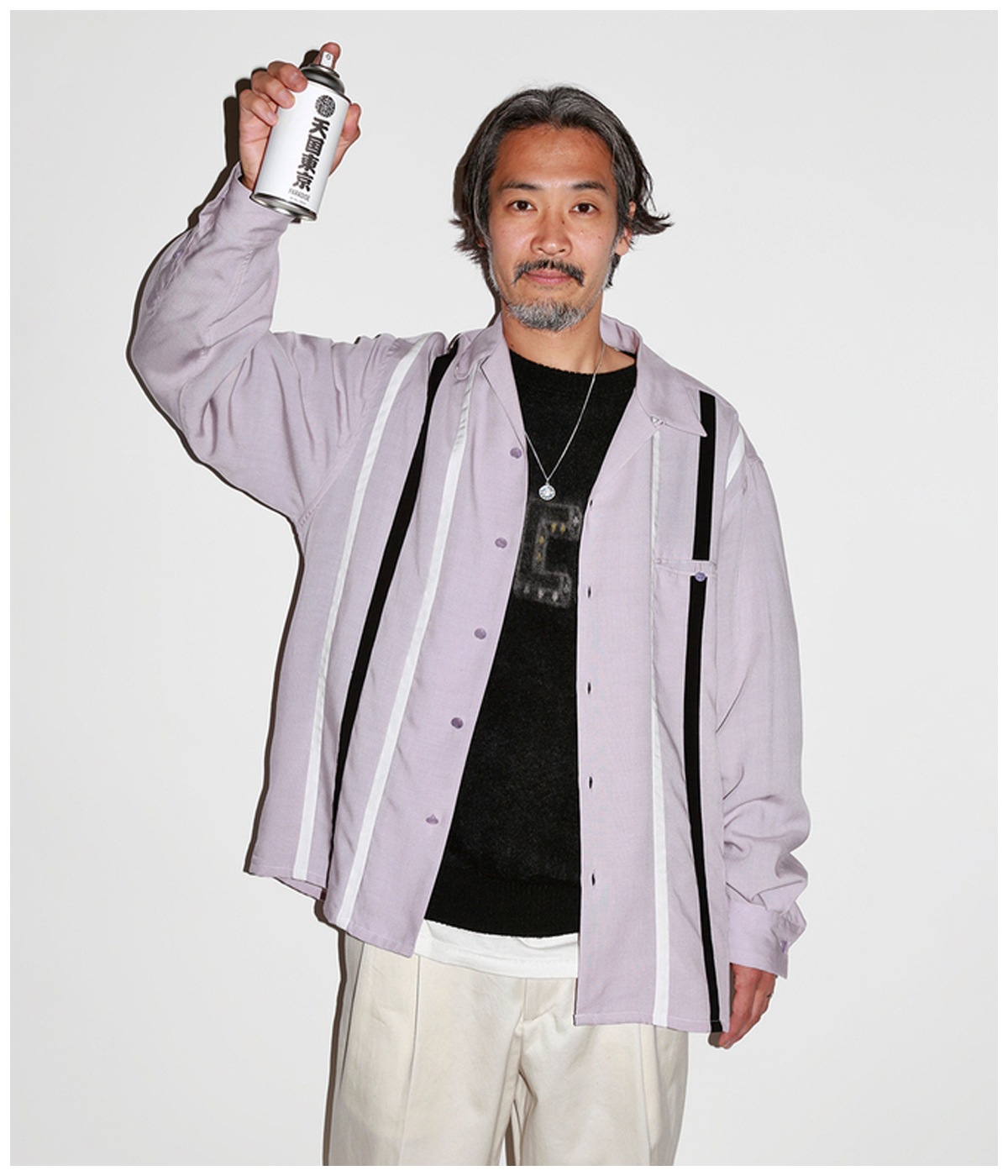 LOGO MOHAIR KNIT JACQUARD SWEATER【BLACK】｜WACKO MARIA