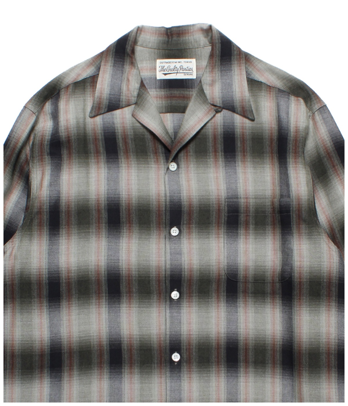 トップス WACKO MARIA OMBRE CHECK SHIRT M Wacko Maria Men's Type-1 Ombre Check Open Collar Shirt in