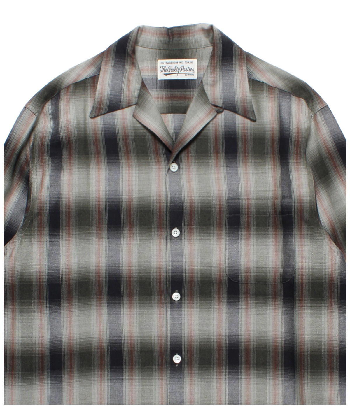 OMBRE CHECK OPEN COLLAR SHIRT (TYPE-4)【GREEN】