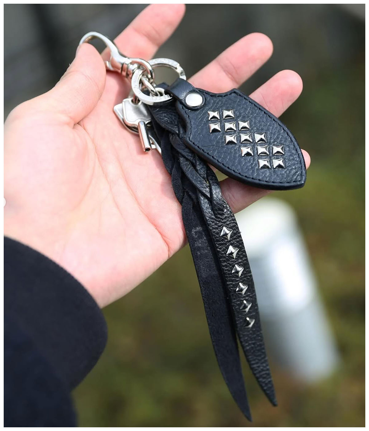 STUDS & KNITTING LEATHER SHORT KEY RING -TYPE A-【2 Colors Available】