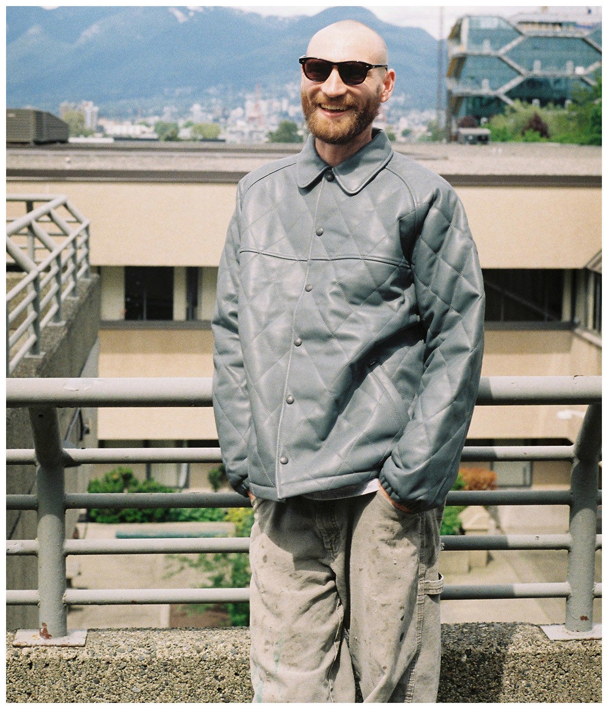 QUILTING LEATHER JACKET【GRAY】