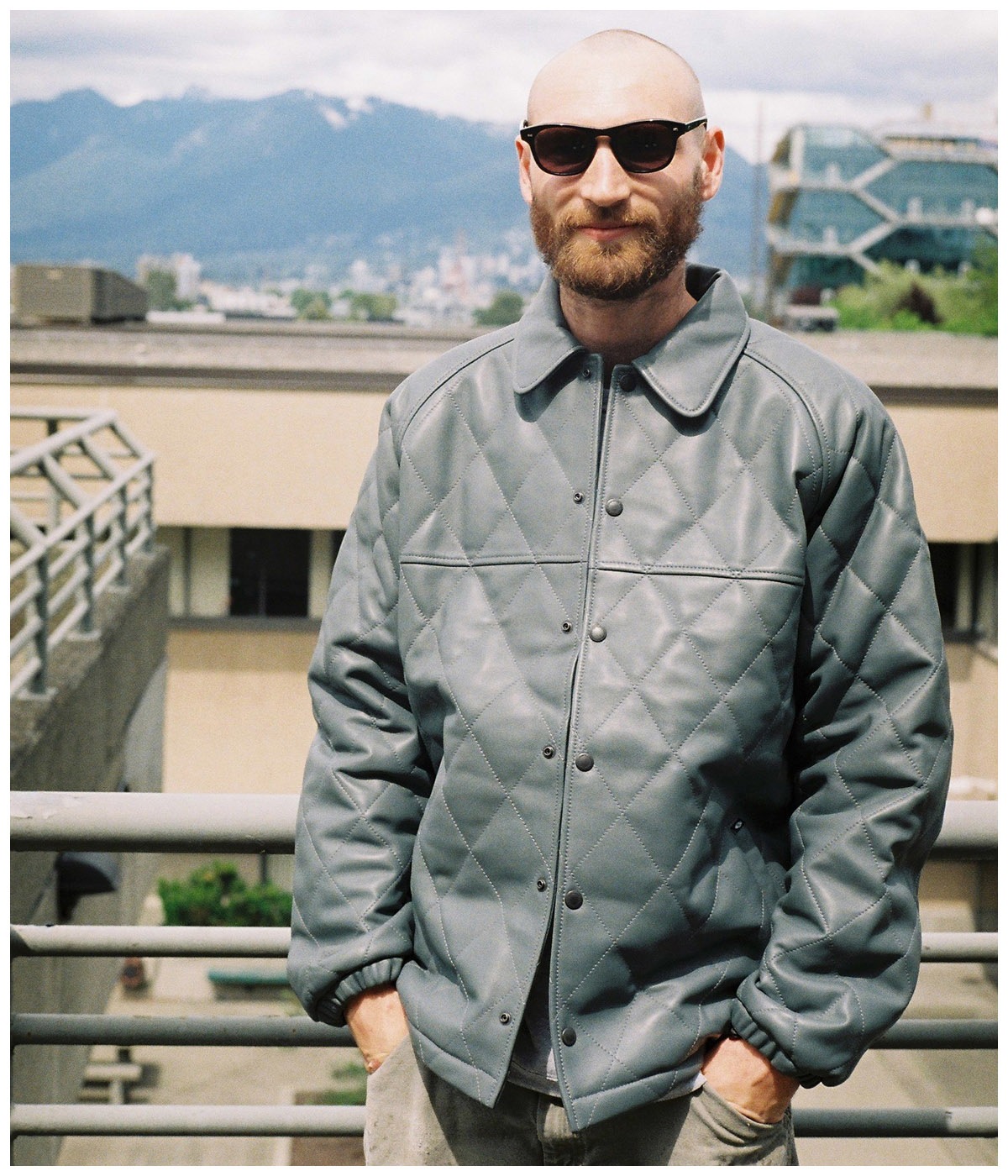 QUILTING LEATHER JACKET【GRAY】