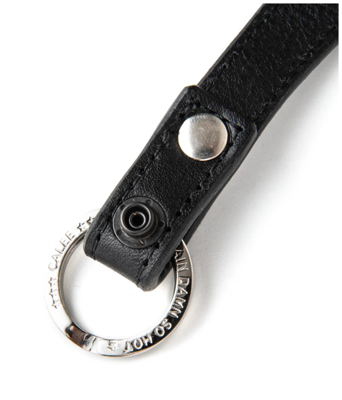 STUDS LEATHER SNAP KEY RING【BLACK】