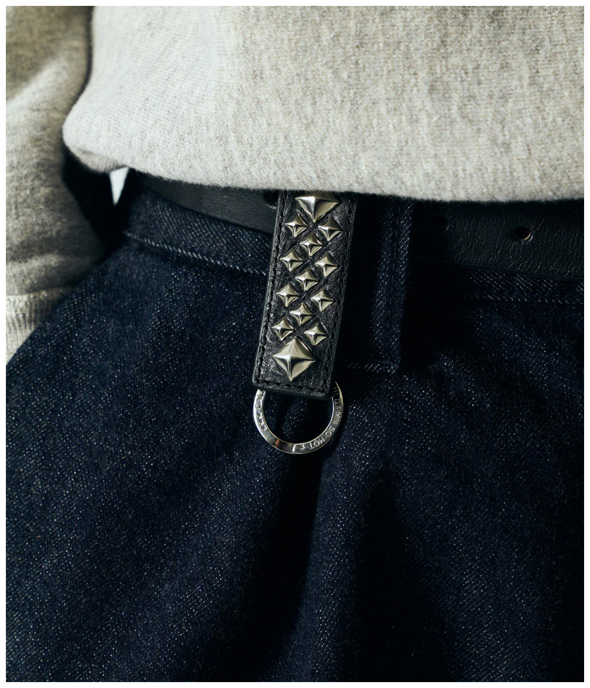 STUDS LEATHER SNAP KEY RING【BLACK】