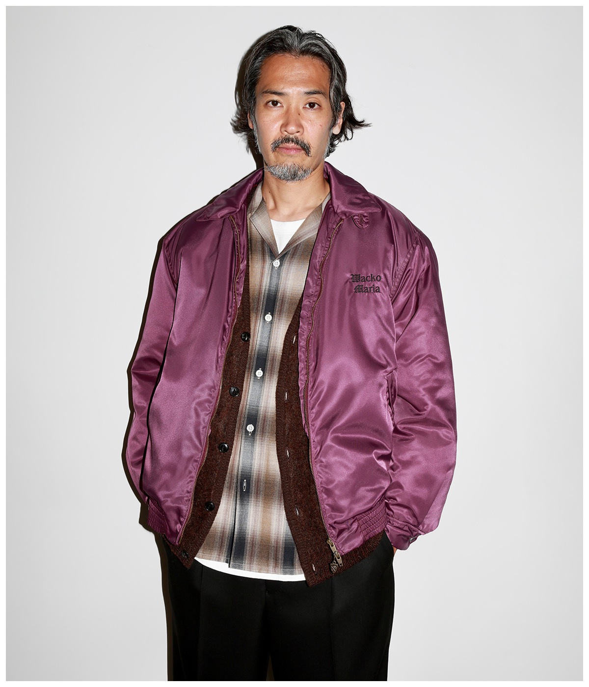 OMBRE CHECK OPEN COLLAR SHIRT (TYPE-4)【BROWN】｜WACKO MARIA