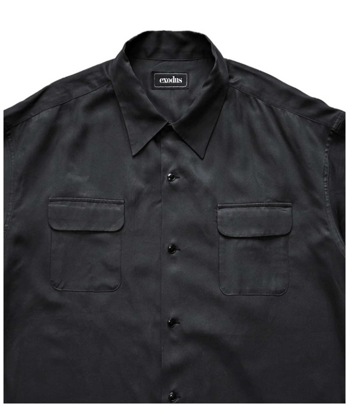 FLAP POCKET OPEN COLLAR SHIRT【BLACK】｜exodus brand™｜MELTING POT