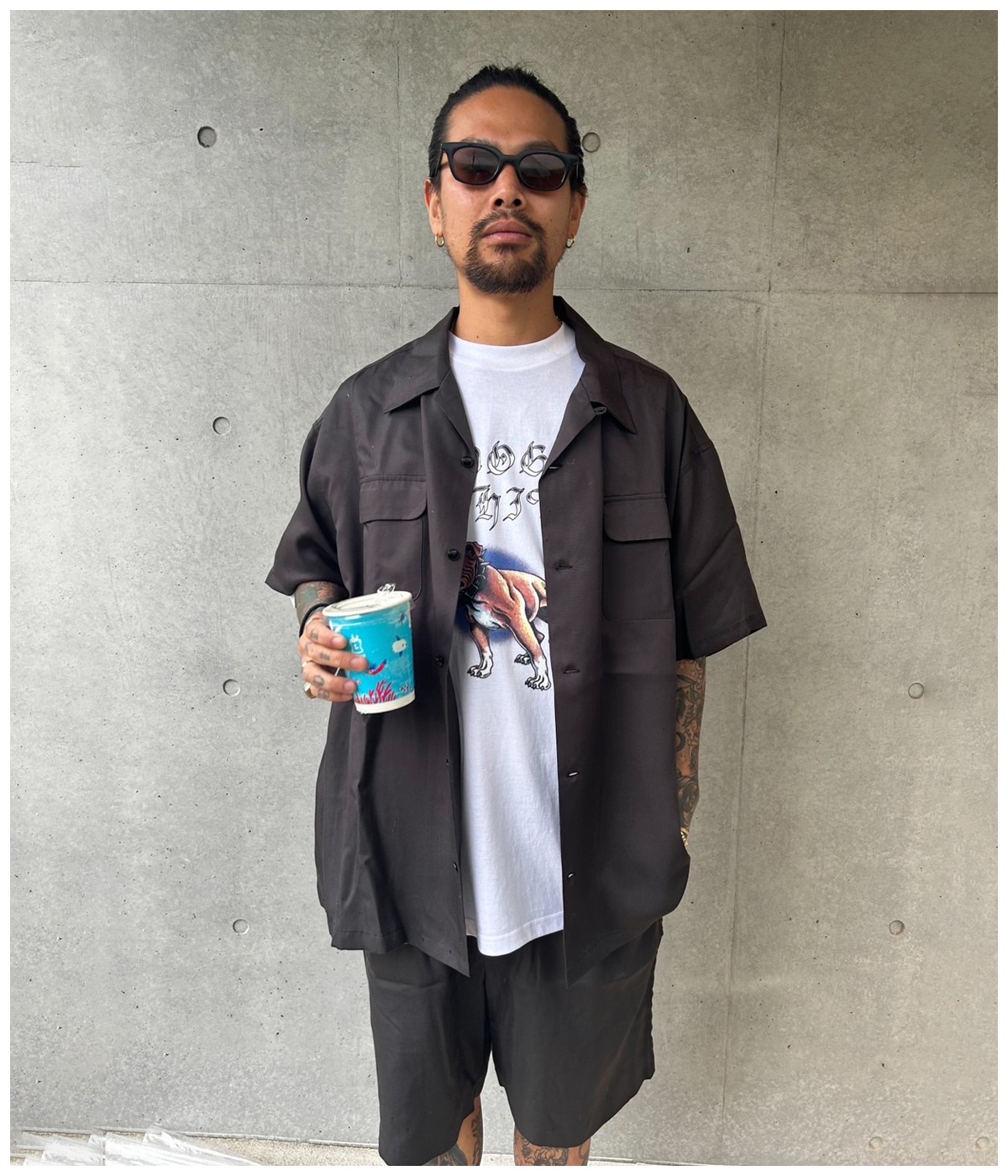 FLAP POCKET OPEN COLLAR SHIRT【BLACK】｜exodus brand™｜MELTING POT