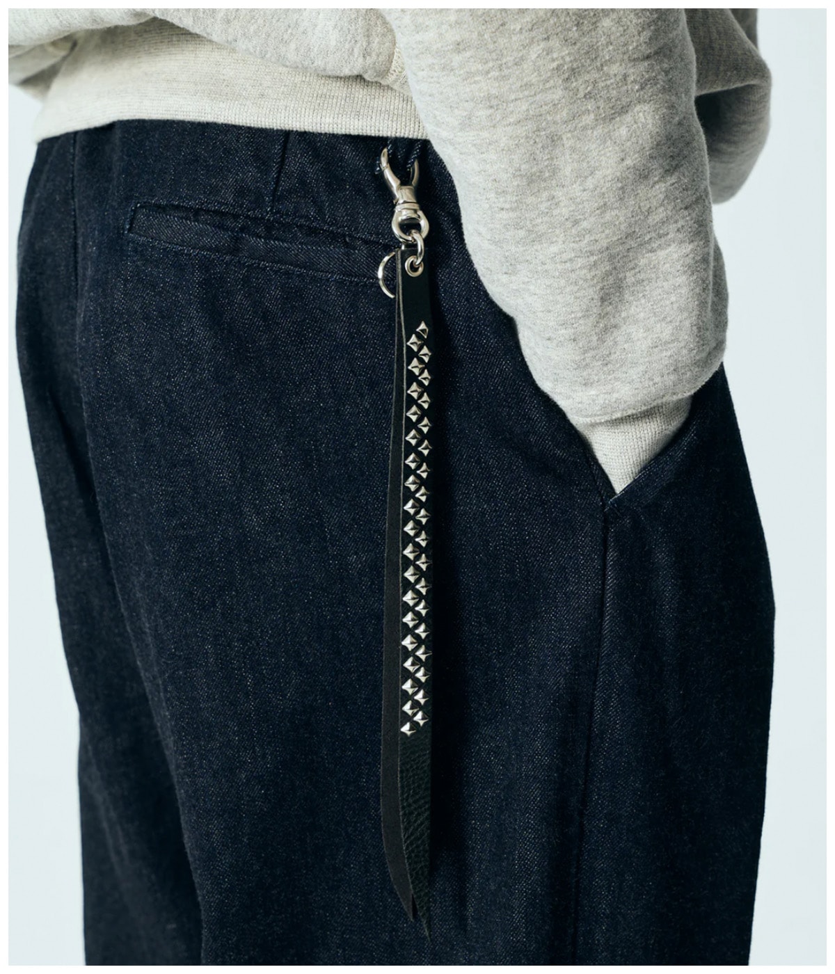 STUDS LEATHER LONG KEY RING【BLACK】｜CALEE｜MELTING POT（正規取扱