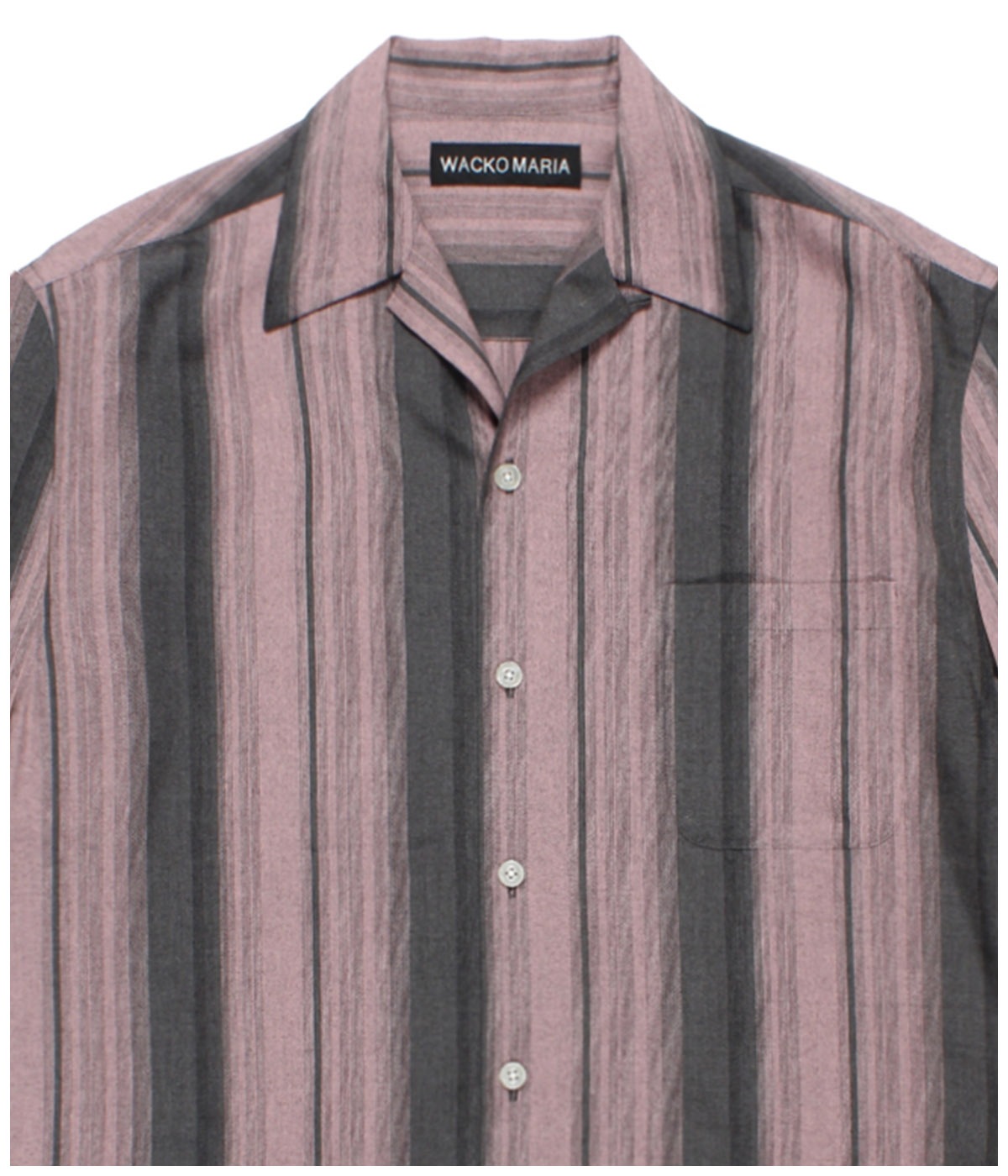 OMBRE STRIPED OPEN COLLAR SHIRT L/S【PINK】