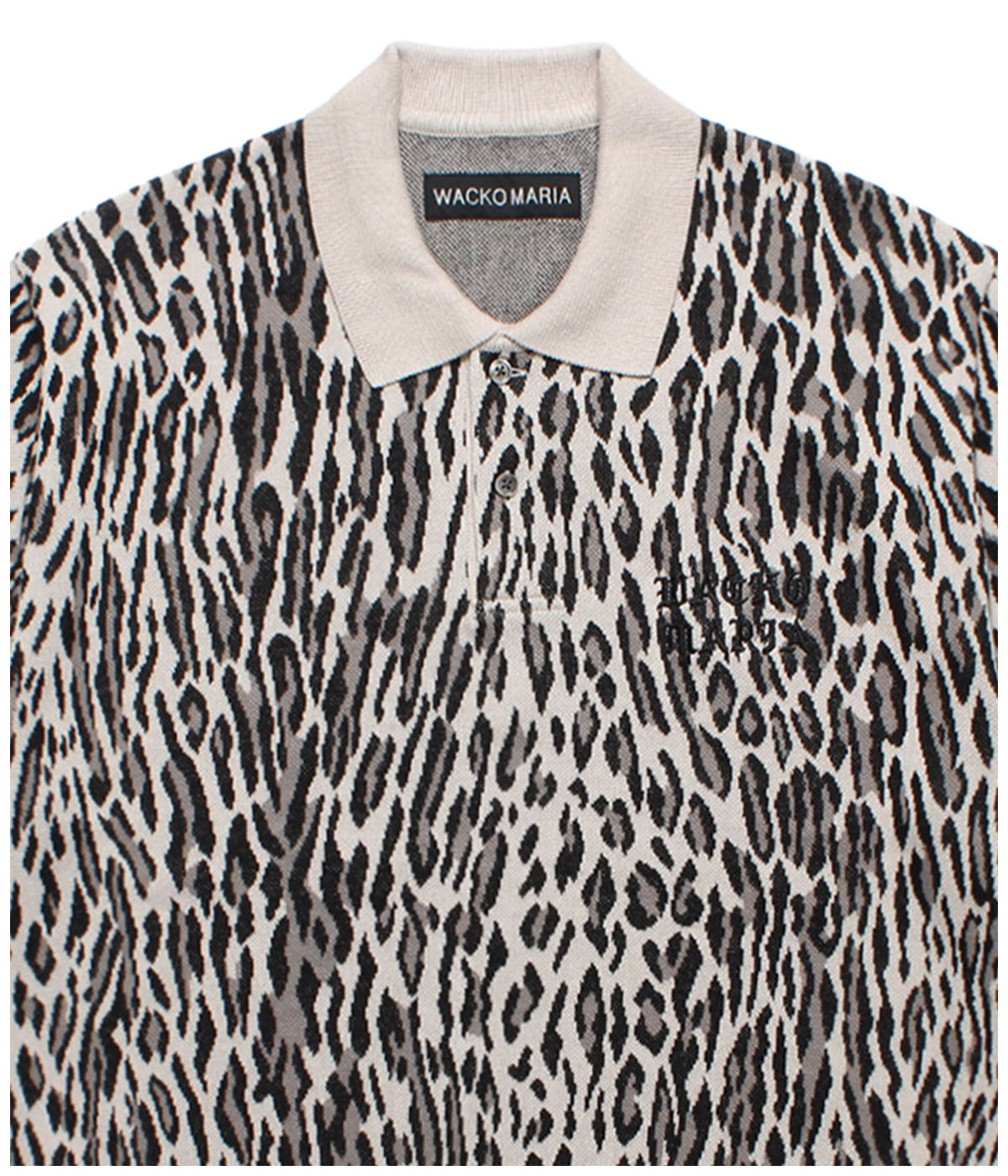 LEOPARD JACQUARD KNIT POLO SHIRT (TYPE-1)【IVORY】