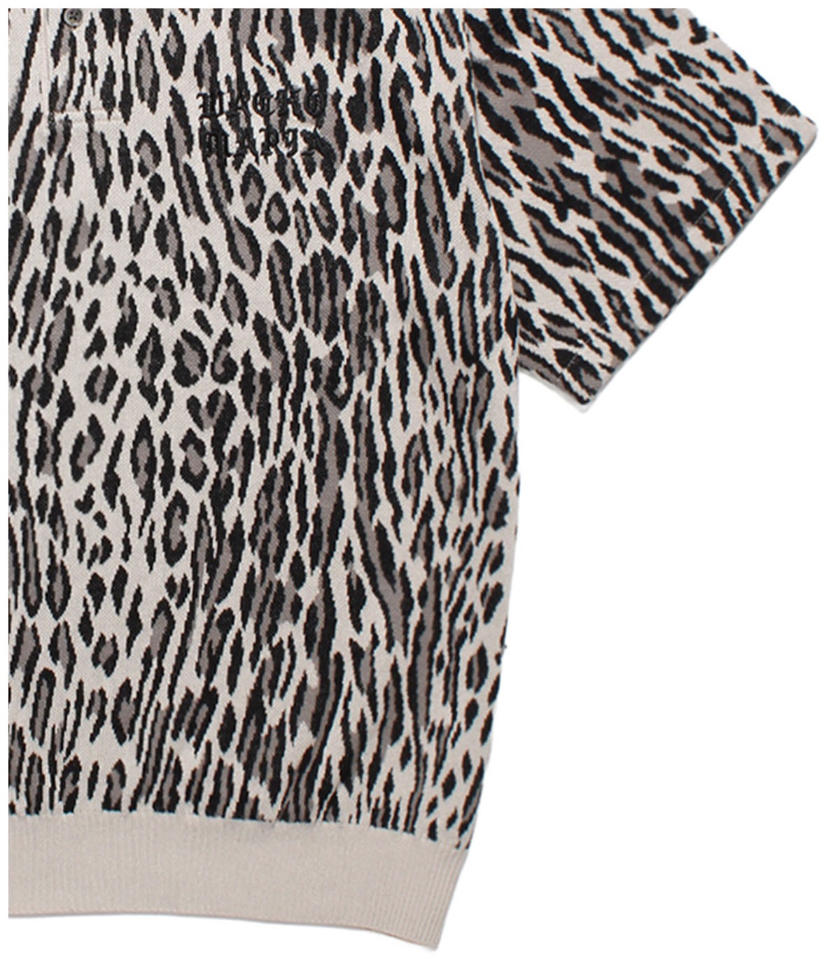 LEOPARD JACQUARD KNIT POLO SHIRT (TYPE-1)【IVORY】