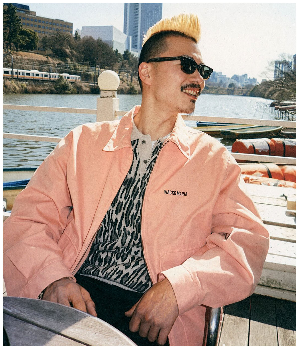 LEOPARD JACQUARD KNIT POLO SHIRT (TYPE-1)【IVORY】