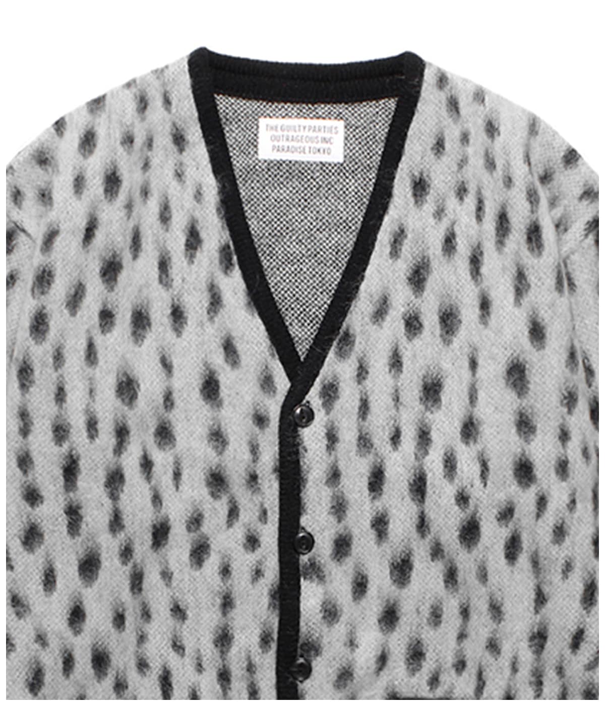 LEOPARD JACQUARD MOHAIR KNIT CARDIGAN【WHITE】