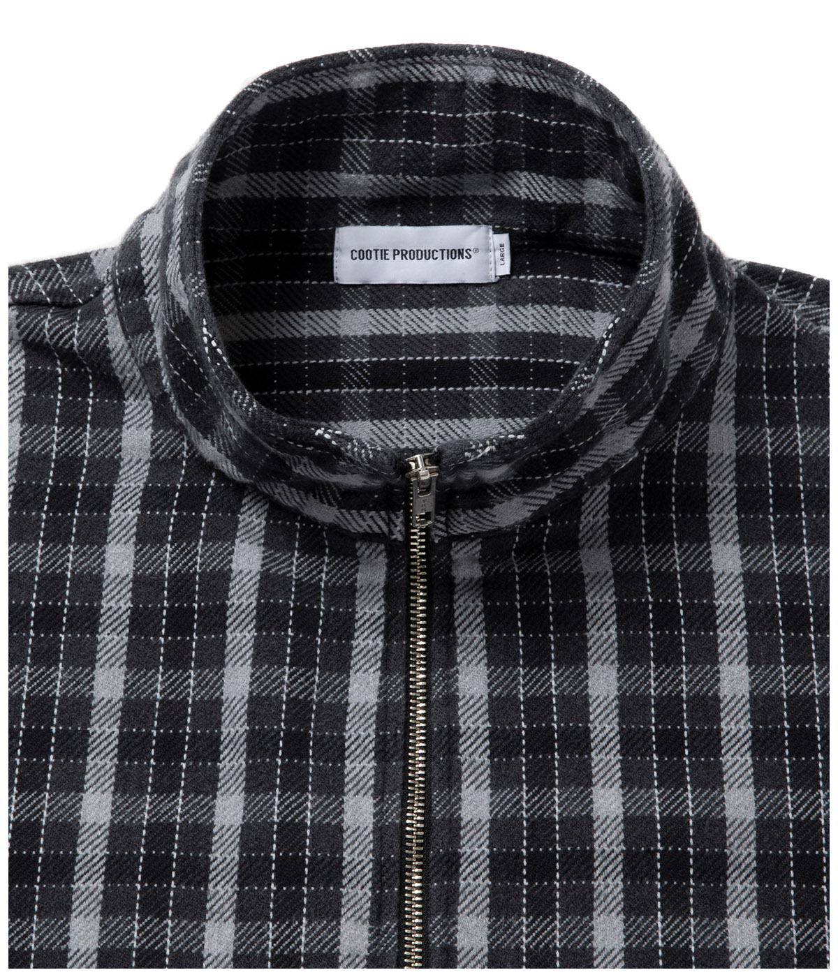 トップス GRAPH/CHECK ZIP PULL/OVER SHIRT AD Processing Heavy Flannel Check Half Zip Pullover【BLACK