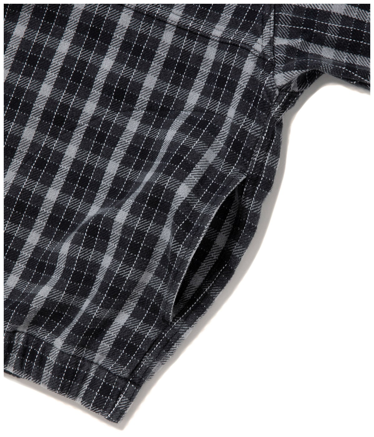 AD Processing Heavy Flannel Check Half Zip Pullover【BLACK