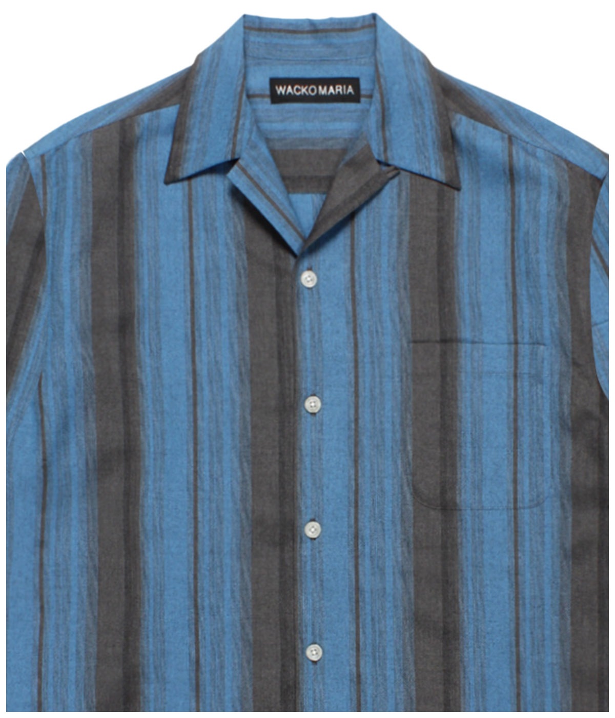 OMBRE STRIPED OPEN COLLAR SHIRT L/S【BLUE】｜WACKO MARIA｜MELTING