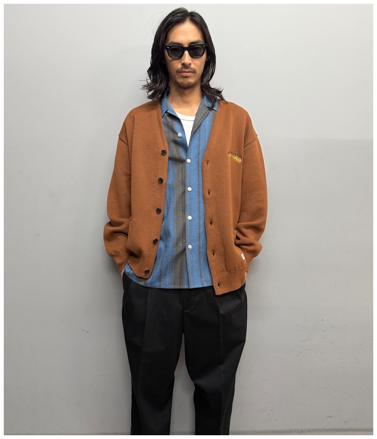 OMBRE STRIPED OPEN COLLAR SHIRT L/S【BLUE】｜WACKO MARIA｜MELTING