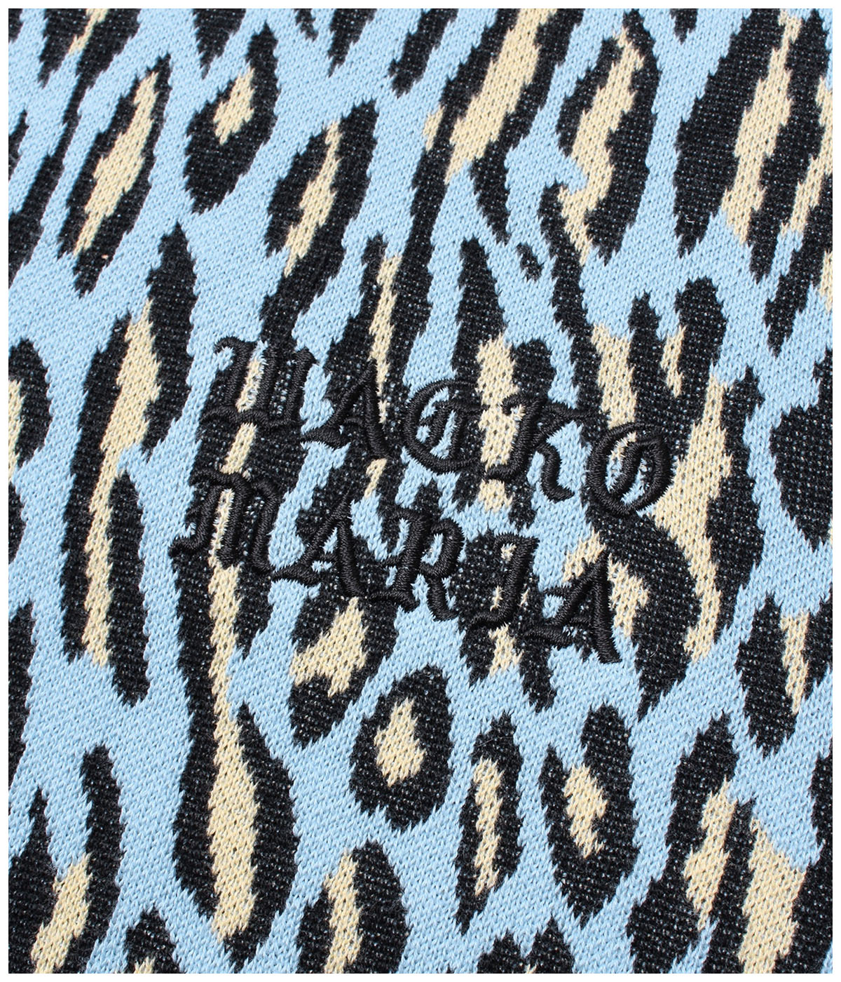LEOPARD JACQUARD KNIT POLO SHIRT (TYPE-1)【L-BLUE】