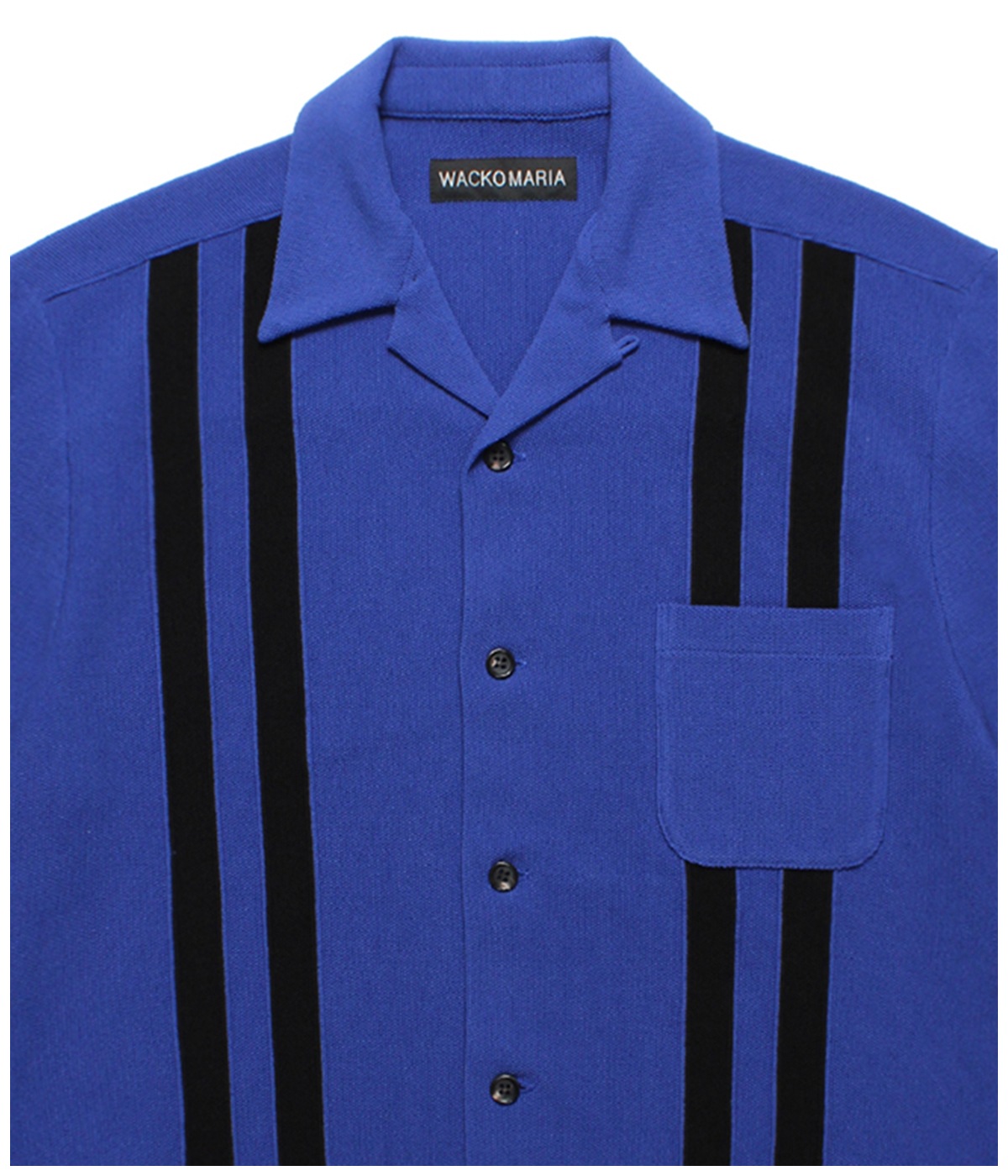 KNIT OPEN COLLAR SHIRT (TYPE-1)【BLUE】