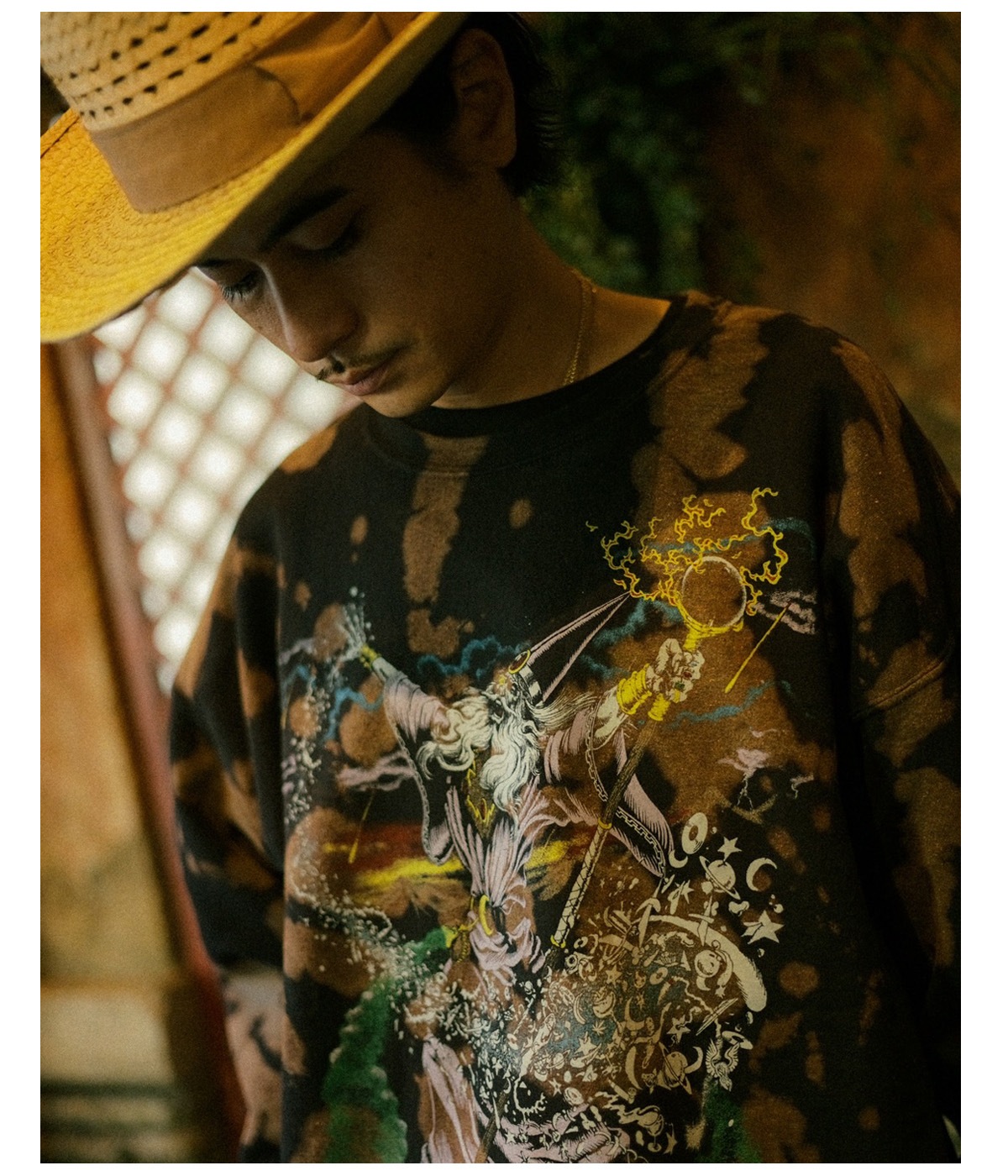 WIZARD TIE DYE SWEAT SHIRT【BLACK】