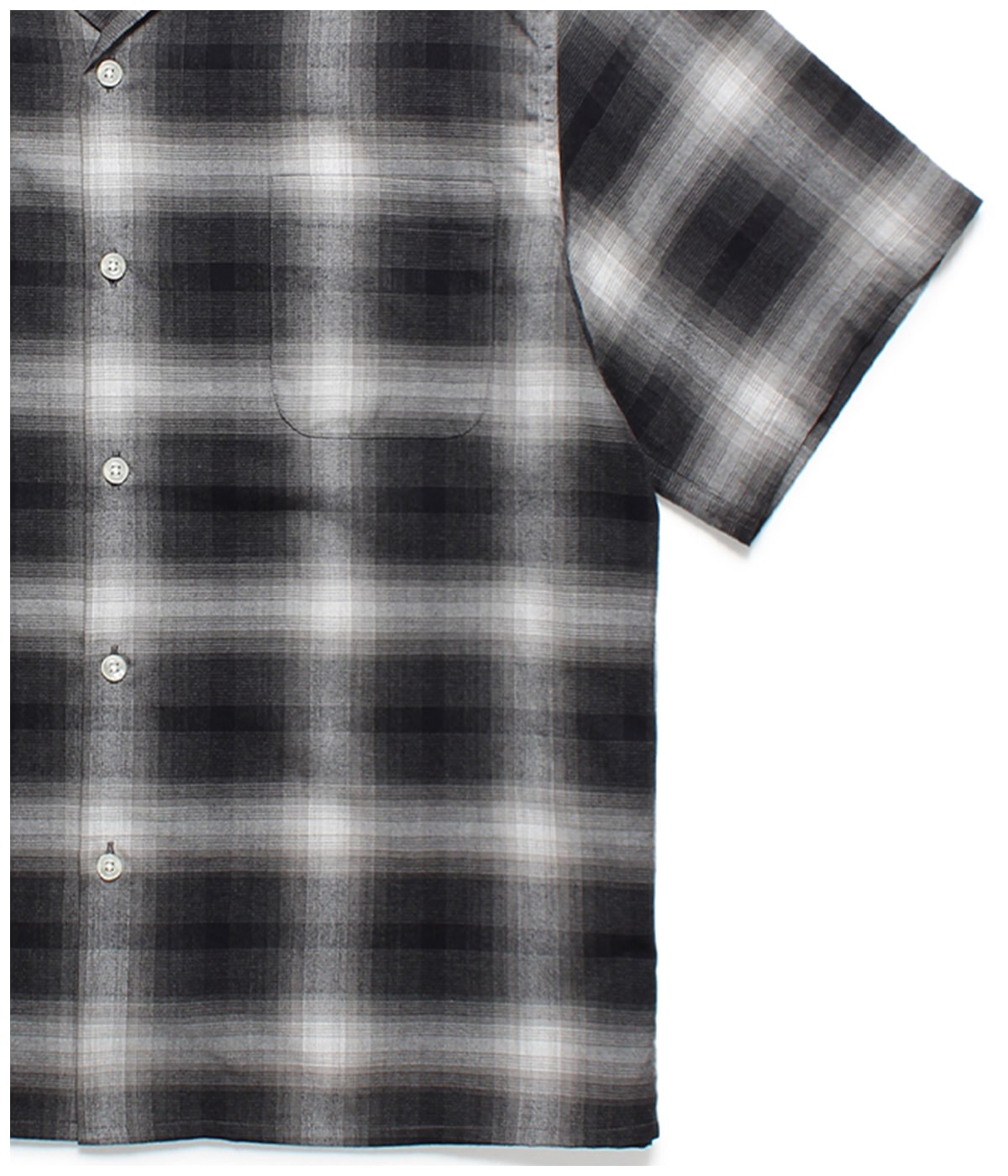 OMBRE CHECK OPEN COLLAR SHIRT (TYPE-2)【GRAY】｜WACKO MARIA