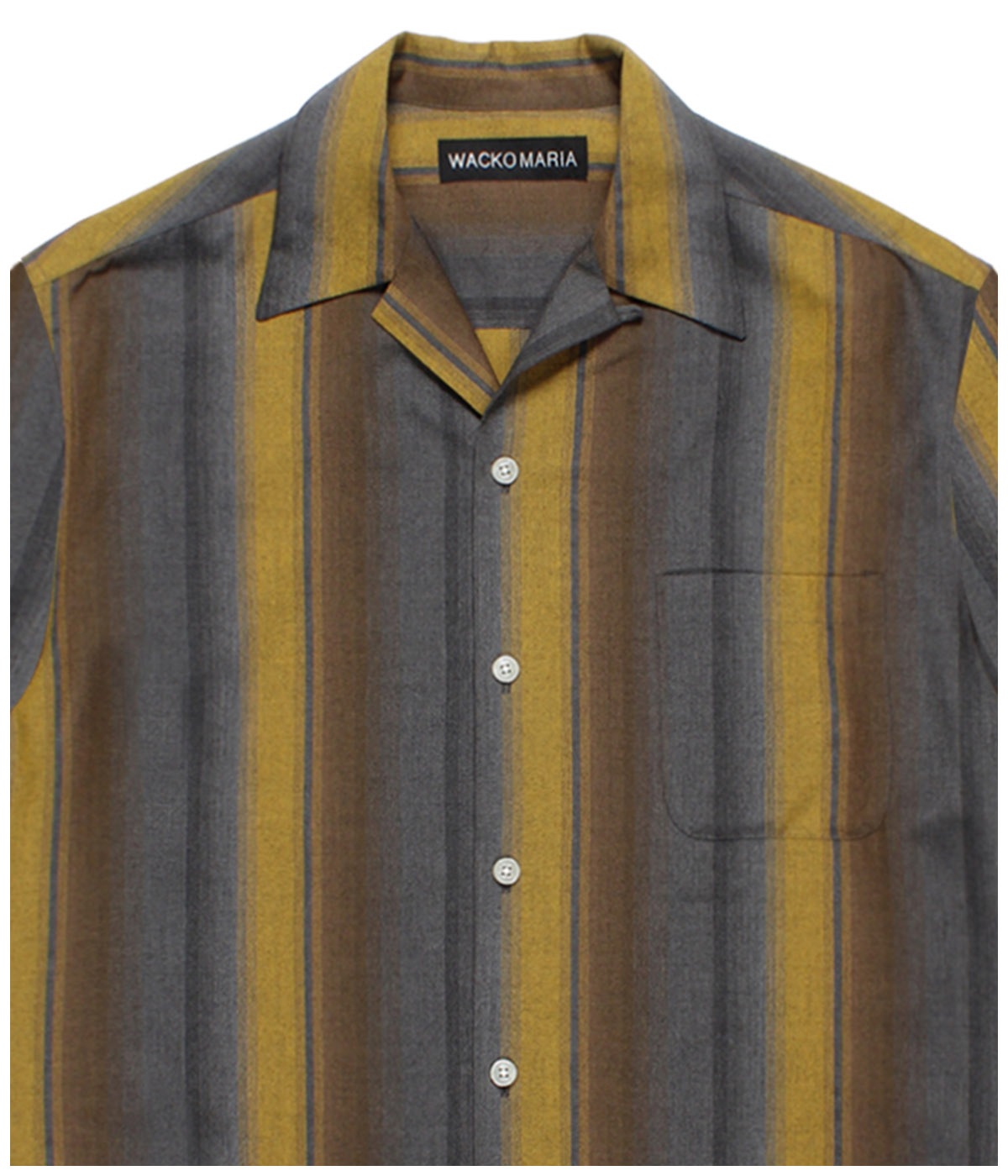 OMBRE STRIPED OPEN COLLAR SHIRT L/S【YELLOW】｜WACKO MARIA