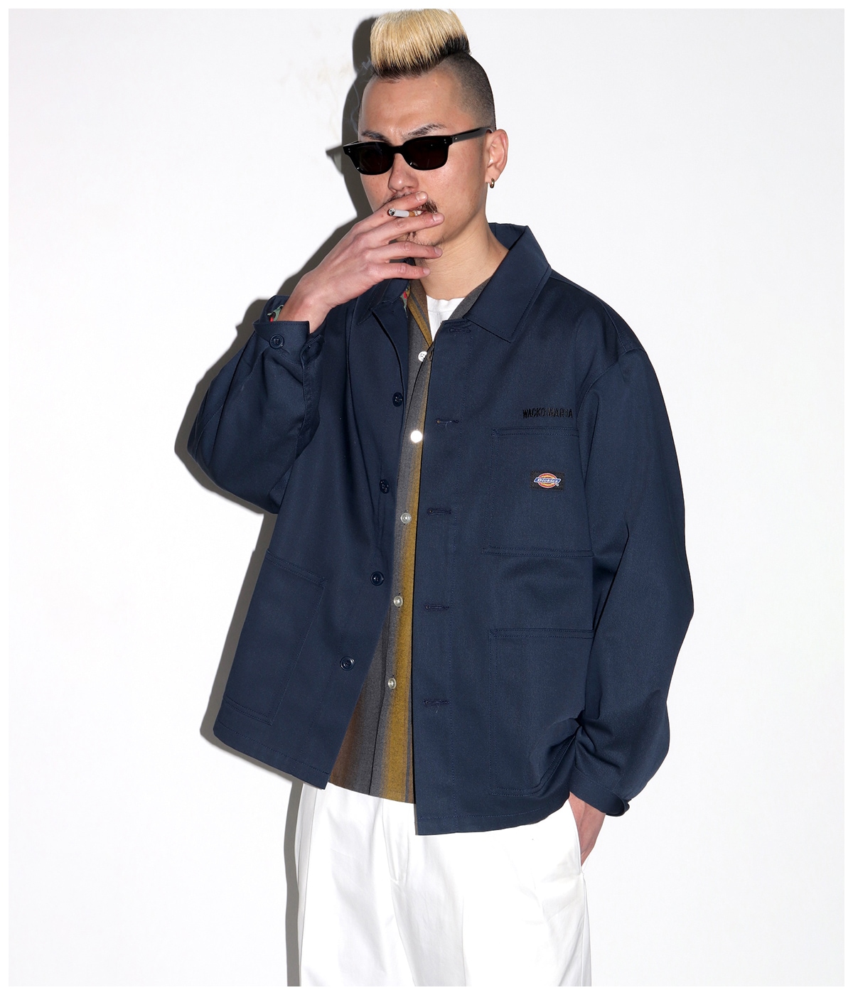 OMBRE STRIPED OPEN COLLAR SHIRT L/S【YELLOW】｜WACKO MARIA