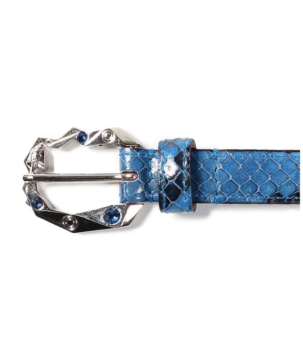 WOLF'S HEAD / PYTHON LEATHER BELT (TYPE-1) 【BLUE】