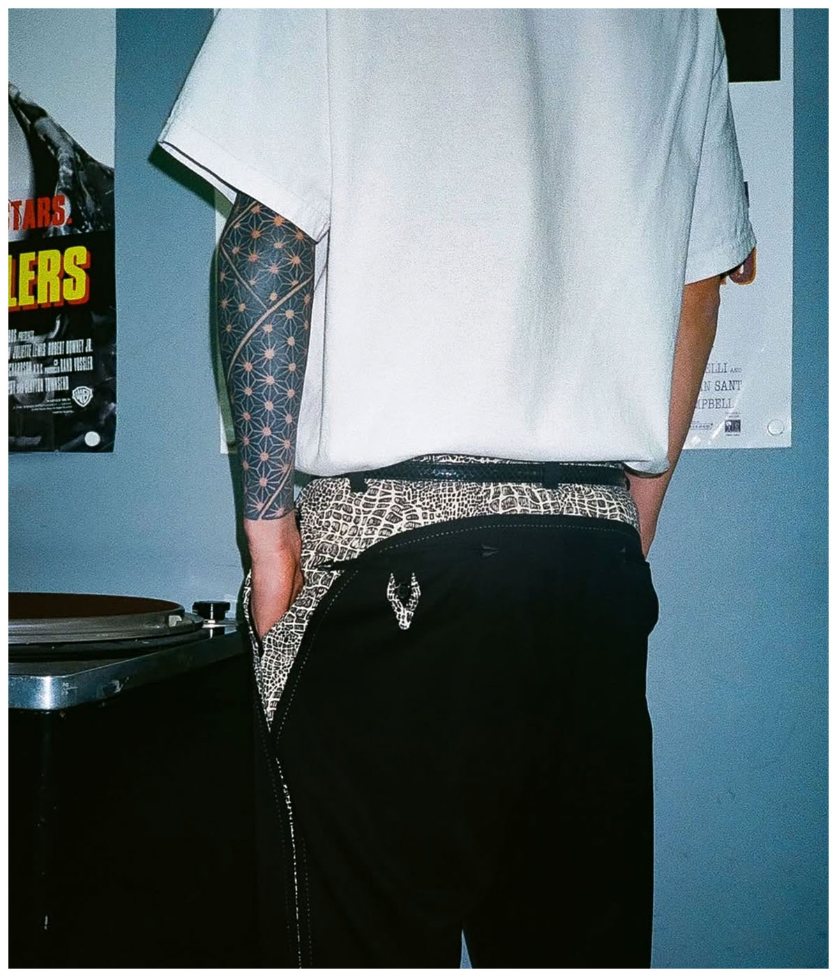 WOLF'S HEAD / PYTHON LEATHER BELT (TYPE-1) 【BLUE】