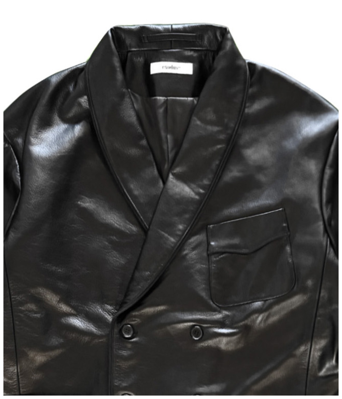 LEATHER DOUBLE SMOKING JACKET【BLACK】｜EXODUS｜MELTING POT