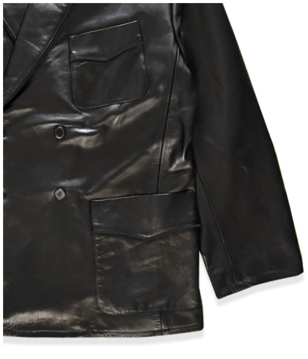 exodus エクソダス ブラック レザー ダブル スモーキングジャケット LEATHER DOUBLE SMOKING JACKET【BLACK】｜EXODUS｜MELTING POT