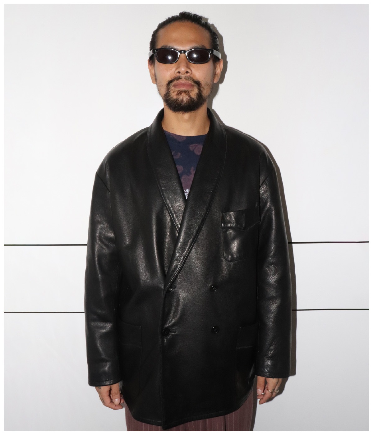 exodus エクソダス ブラック レザー ダブル スモーキングジャケット LEATHER DOUBLE SMOKING JACKET【BLACK】｜EXODUS｜MELTING POT