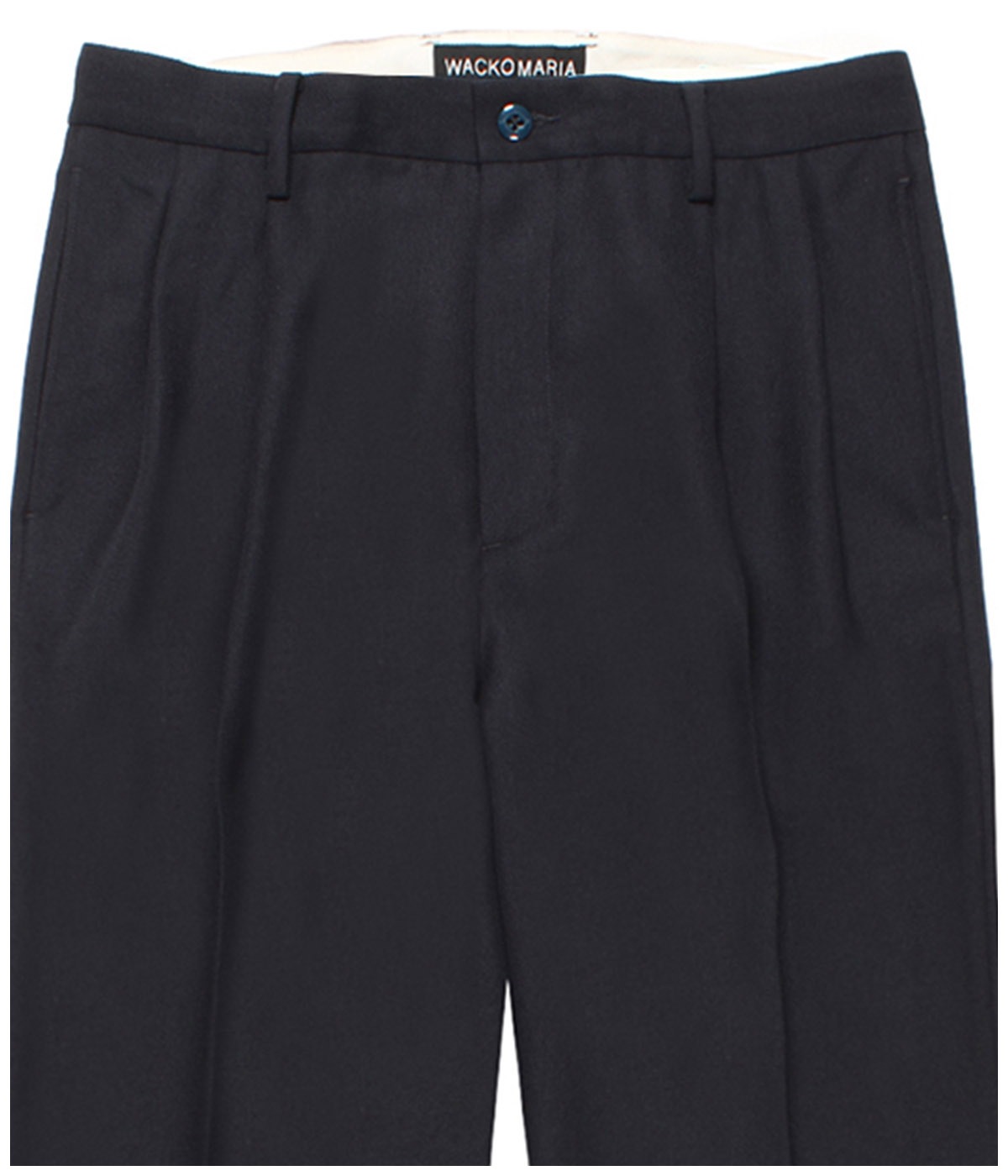DOUBLE PLEATED WOOL TROUSERS【NAVY】