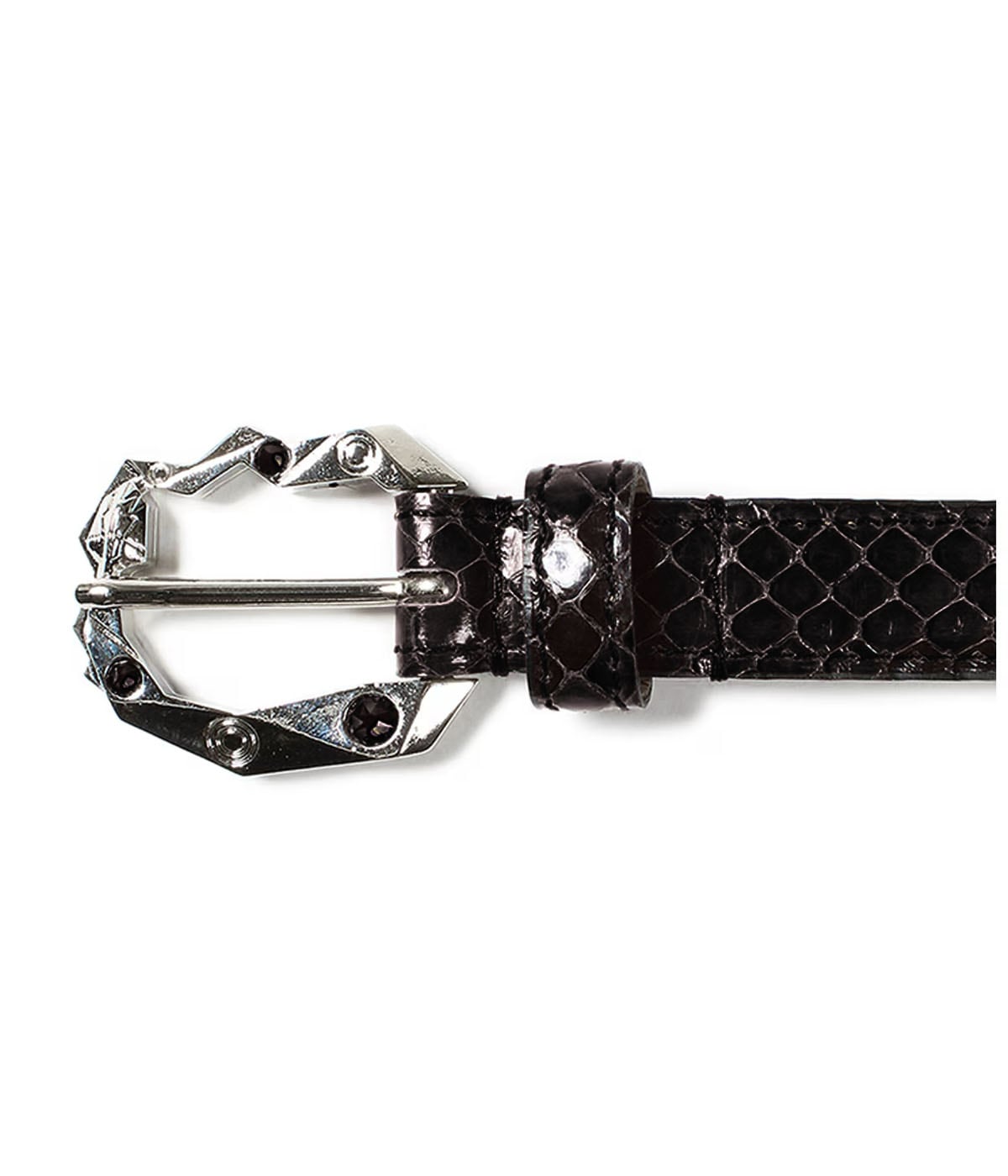WOLF'S HEAD / PYTHON LEATHER BELT (TYPE-1) 【BLACK】｜WACKO MARIA