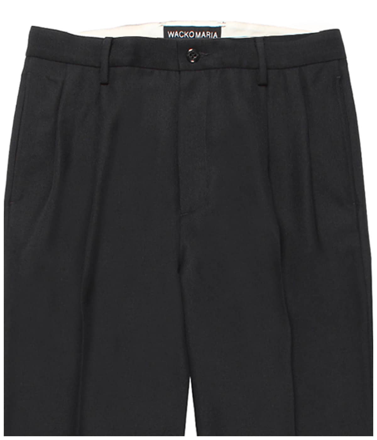 DOUBLE PLEATED WOOL TROUSERS【BLACK】