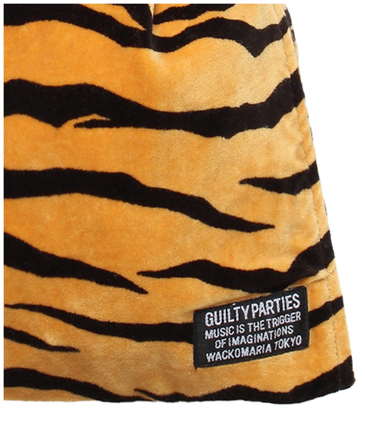 TIGER VELOUR DRAWSTRING BAG【YELLOW】｜WACKO MARIA｜MELTING POT