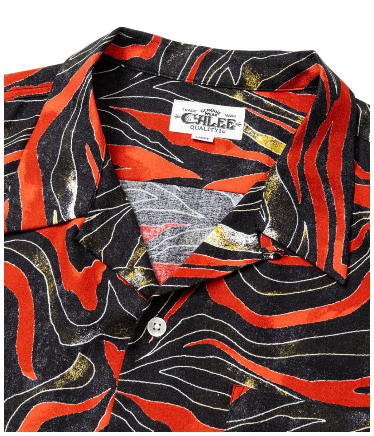 CAMO PATTERN OPEN COLLAR SH【BLACK/RED】