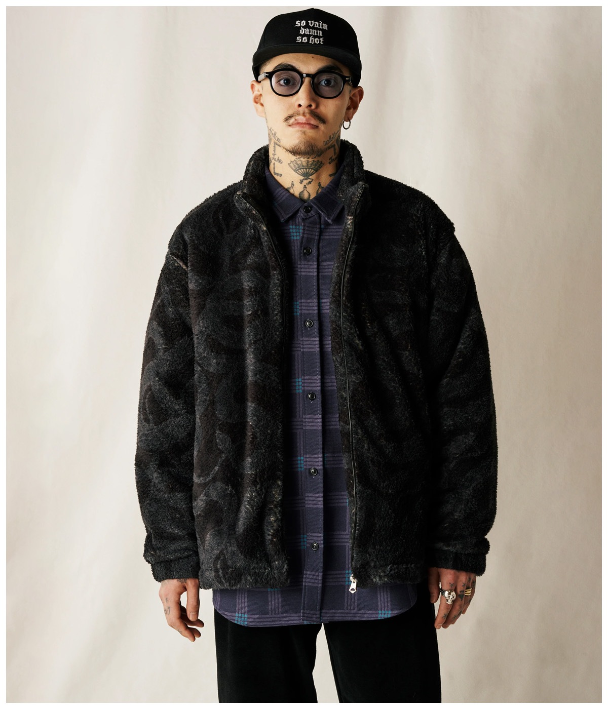 BOX CHECK DROP SHIRT【DARK PURPLE 】