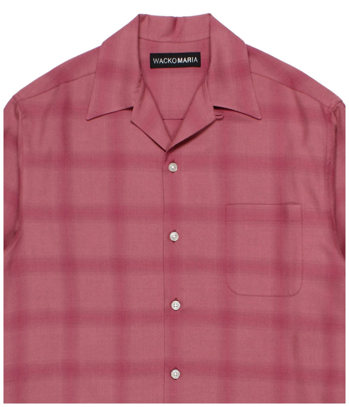 OMBRE CHECK OPEN COLLAR SHIRT L/S【PINK】
