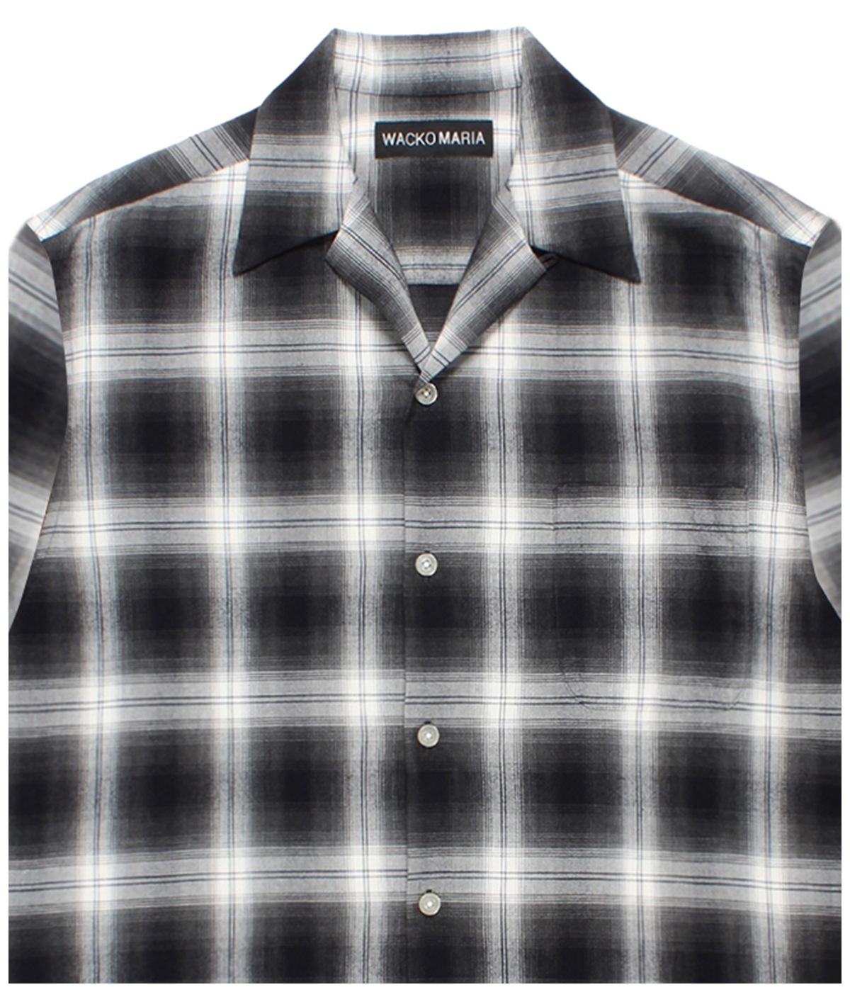 OMBRE CHECK OPEN COLLAR SHIRT L/S (TYPE-1)【GRAY】｜WACKO MARIA