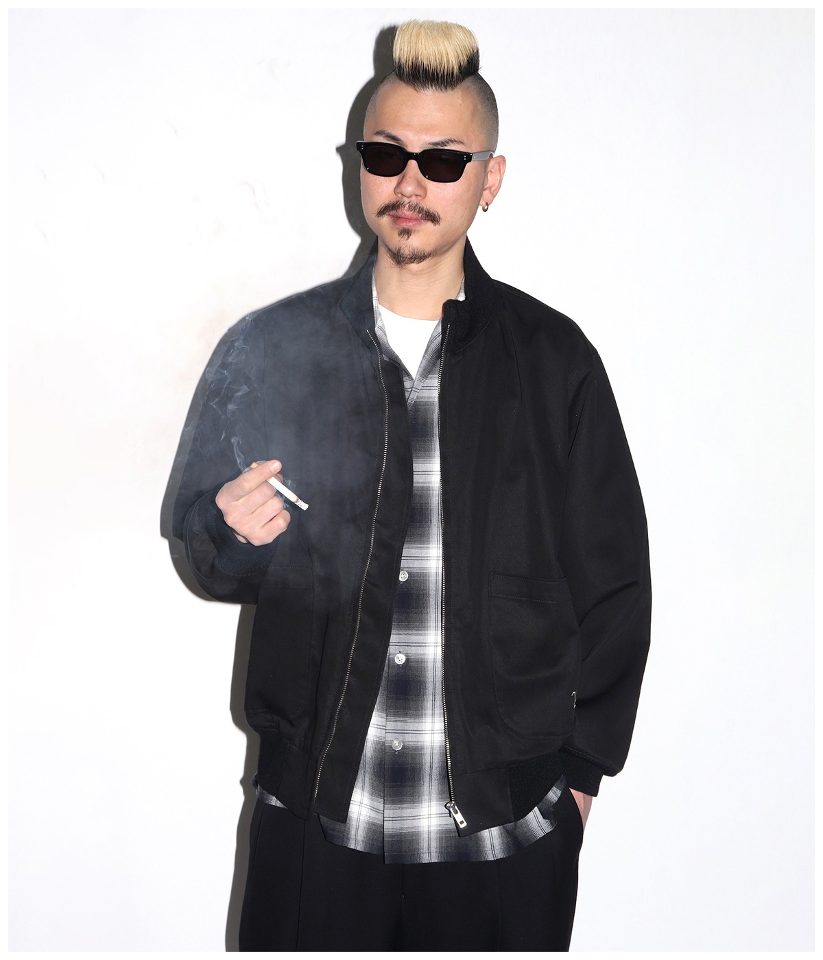 OMBRE CHECK OPEN COLLAR SHIRT L/S (TYPE-1)【GRAY】｜WACKO MARIA