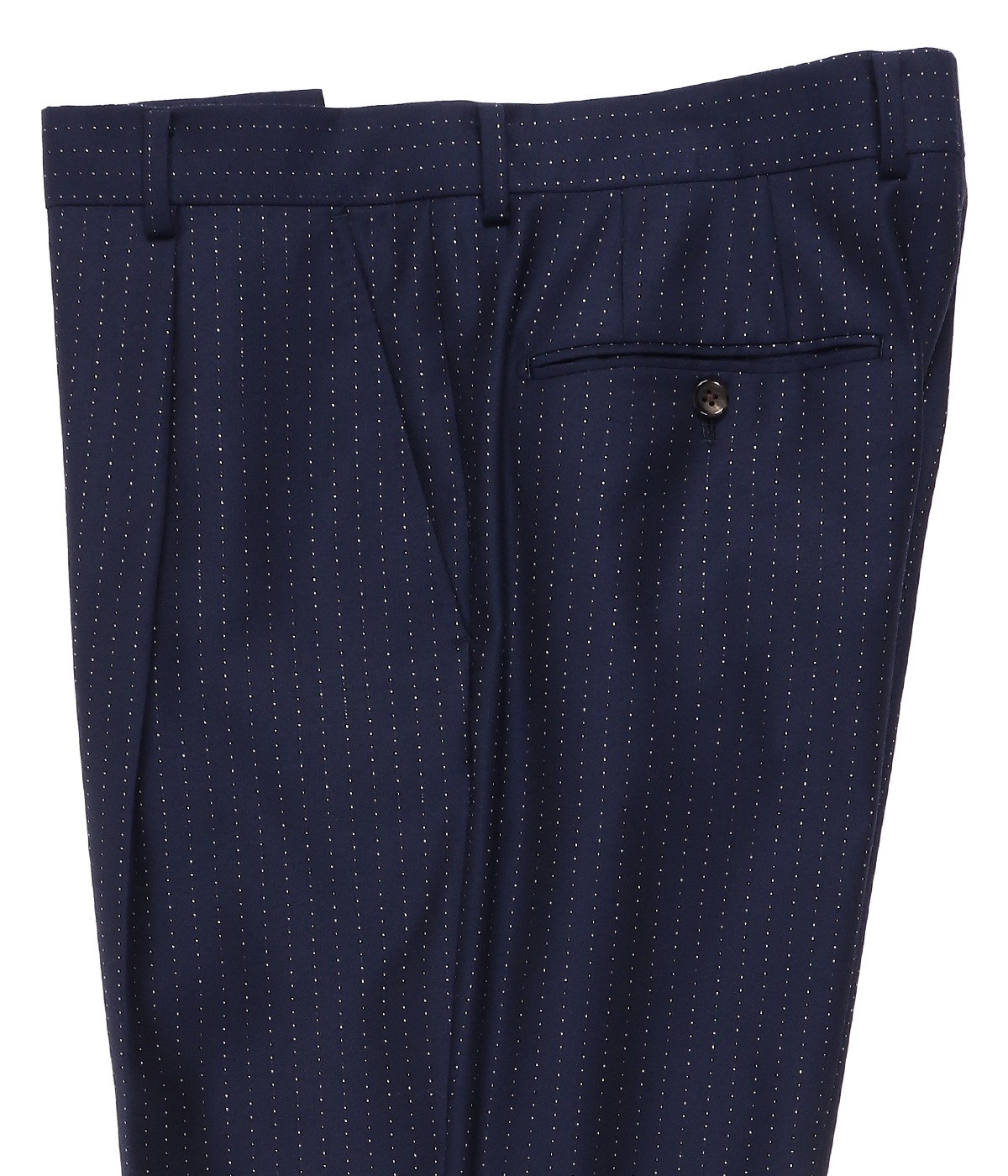 GLITTER STRIPED PLEATED TROUSERS (TYPE-2) -DORMEUL-【NAVY】｜WACKO 