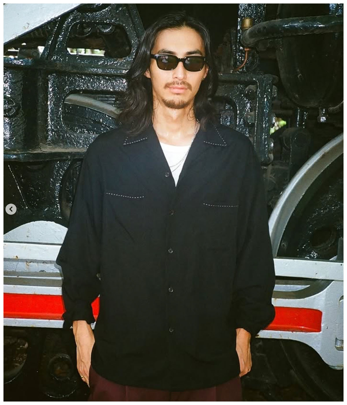 50'S OPEN COLLAR SHIRT (TYPE-5)【BLACK】