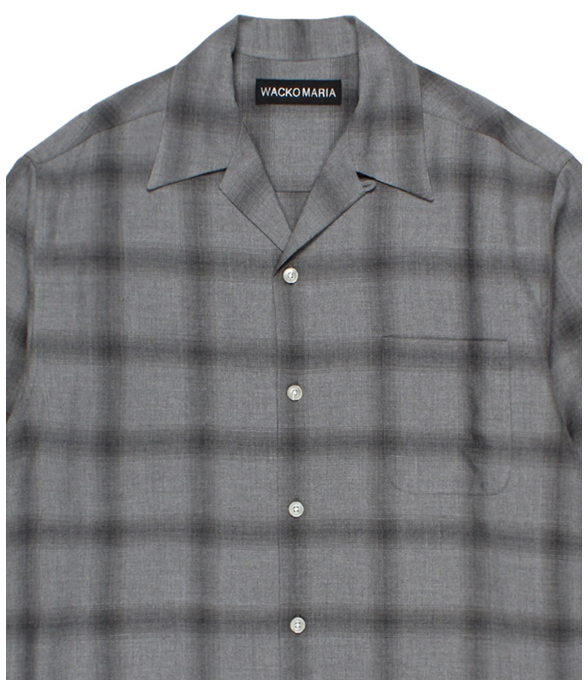 OMBRE CHECK OPEN COLLAR SHIRT L/S【GRAY】