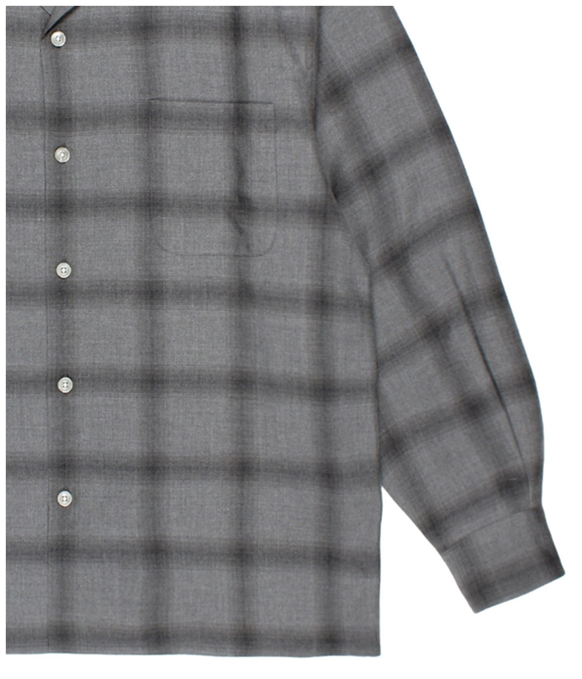 OMBRE CHECK OPEN COLLAR SHIRT L/S【GRAY】