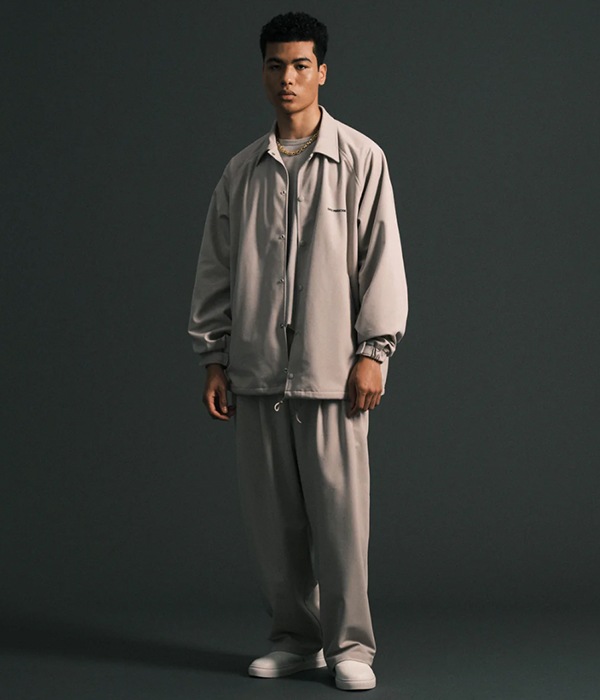 Polyester Corduroy 2 Tuck Easy Pants【GRAY】